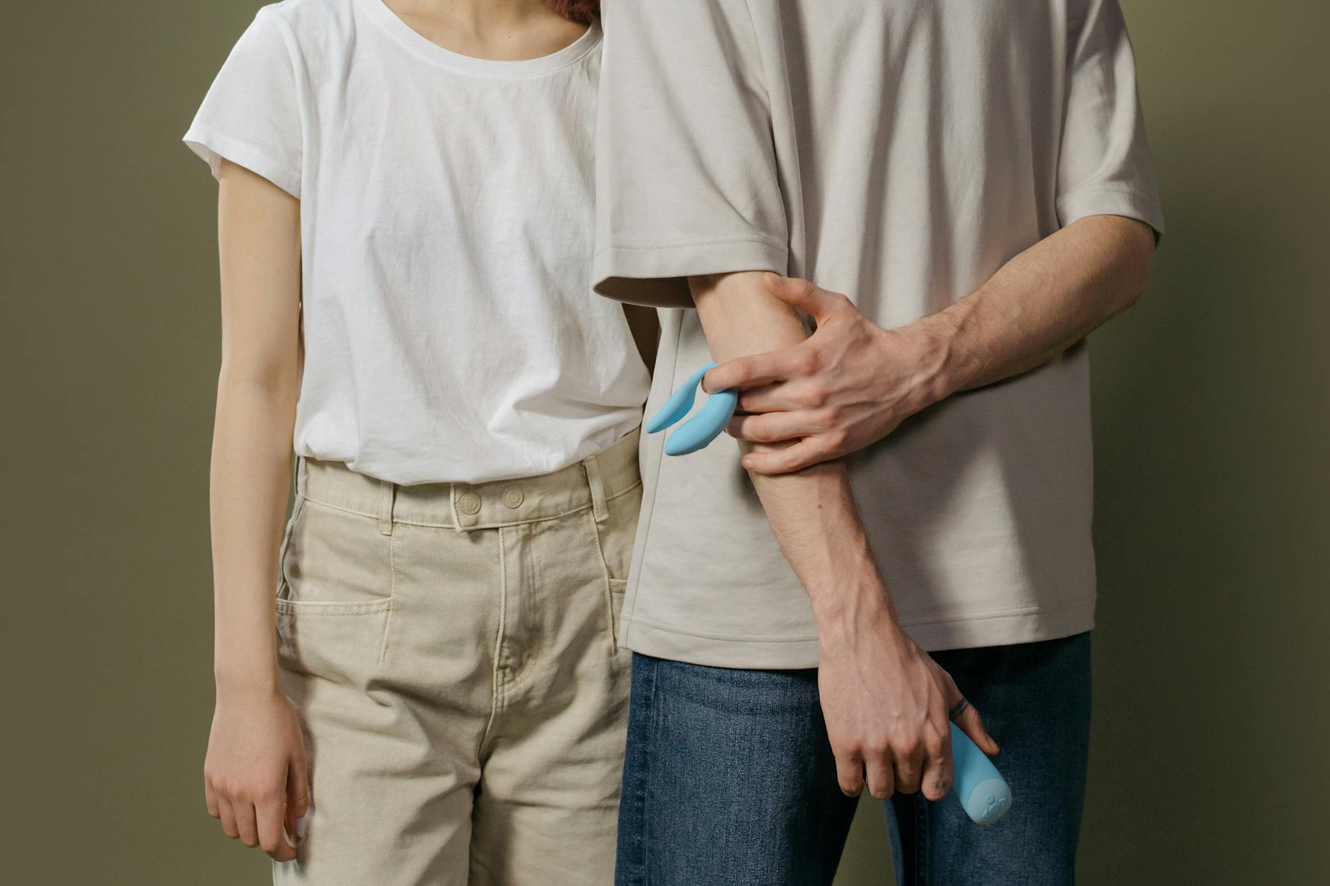 Close-up of a couple in an intimate moment, showing connection and presence.